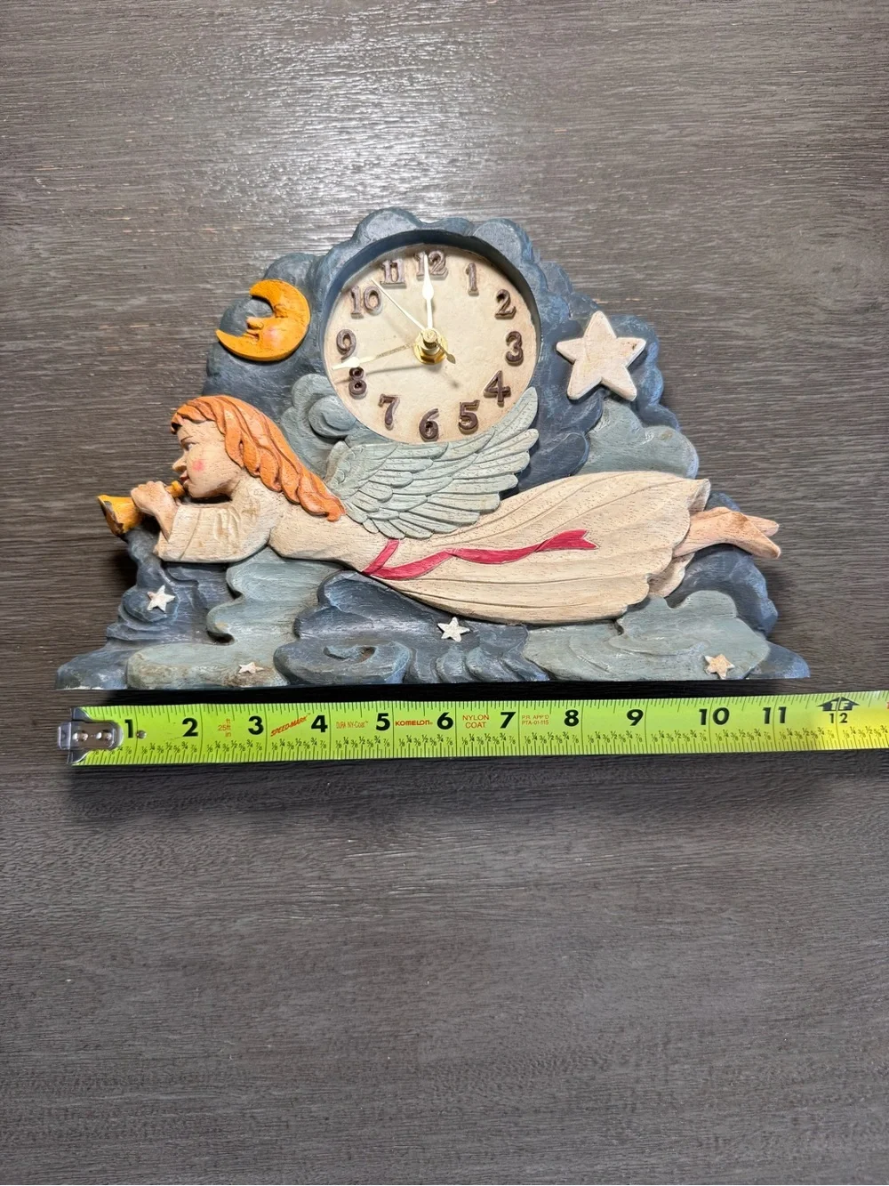 Vintage Angel Celestial Clock Moon Stars Clouds